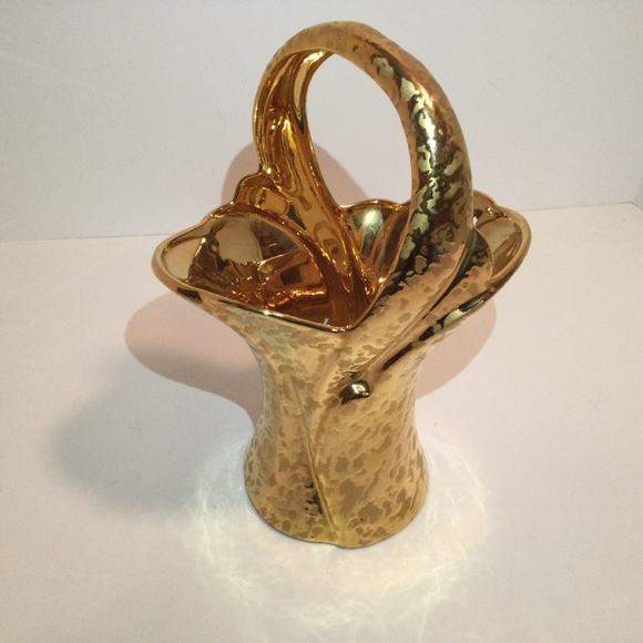 Vintage Dixon Art Studios 22kt Gold Plate Flower Vase - Picture 1 of 3